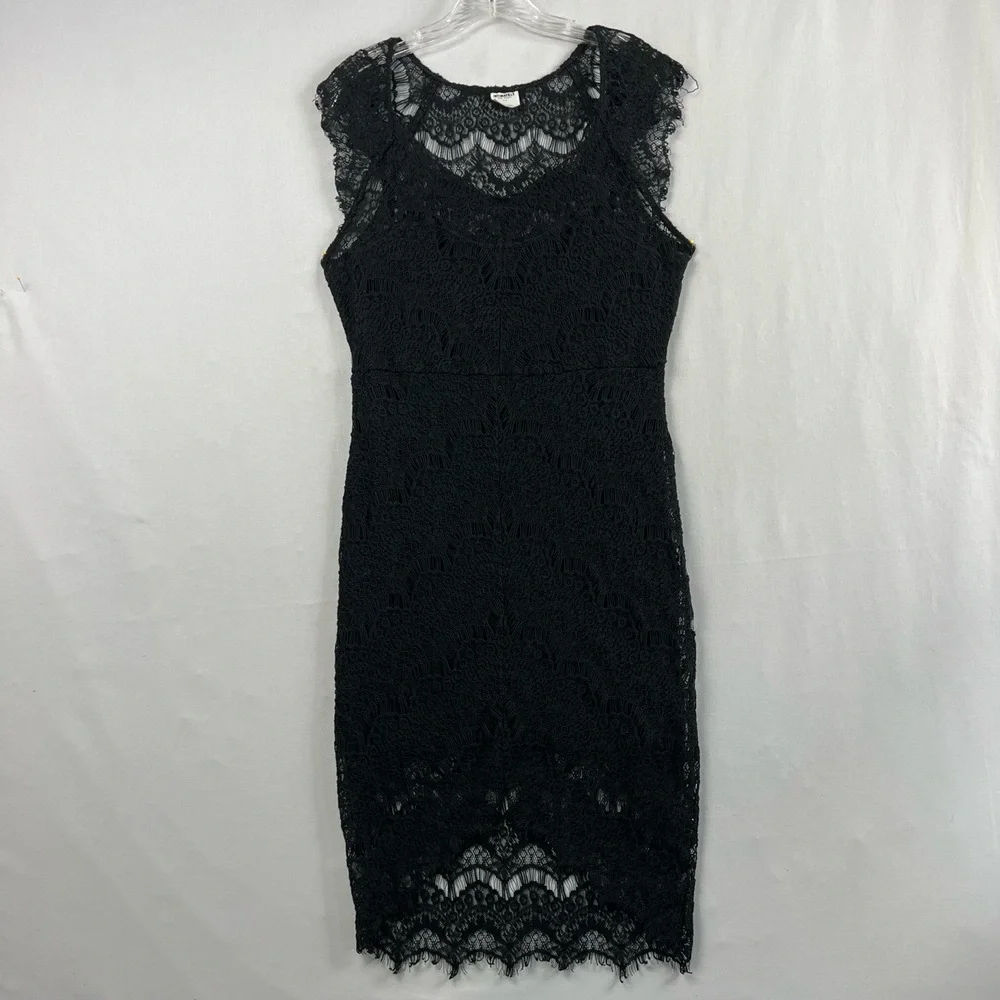 Intimately Free People Dress Womens Large Black Lace High Low Scallop Hem